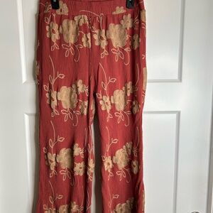 Liv Los Angeles Women’s Size Large Pull On Pants Embroidered Rust Color 1958